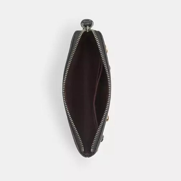 Coach Corner Zip Wristlet CCJ75 Black Leather Moon Stars Hearts Rivets Wallet - Picture 8 of 11